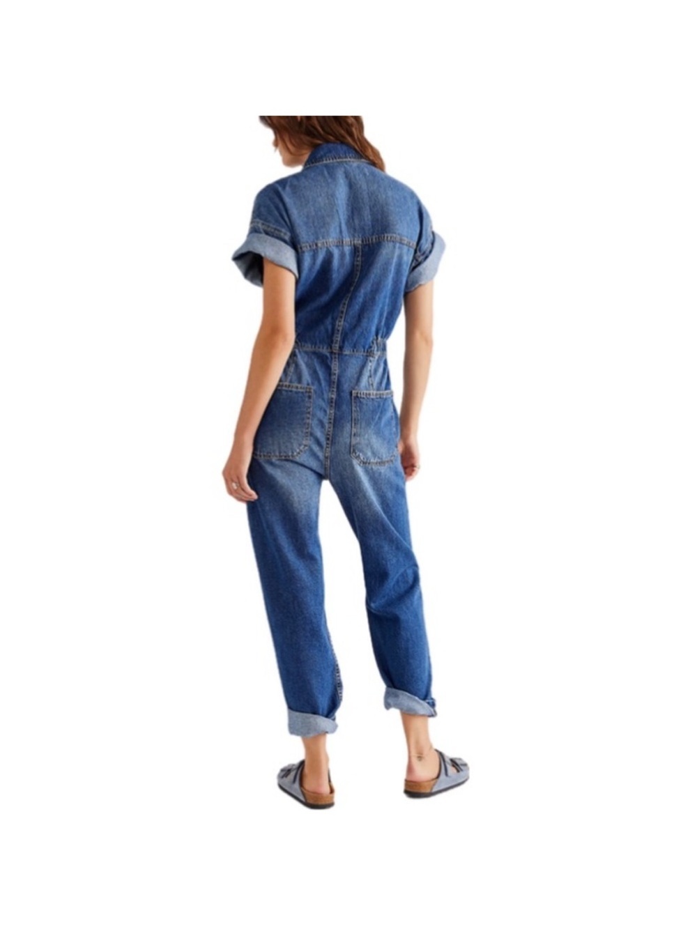 We The Free Free People Marci Denim Coverall Jumpsuit Light Wash Blue Small NWOT - Picture 5 of 11